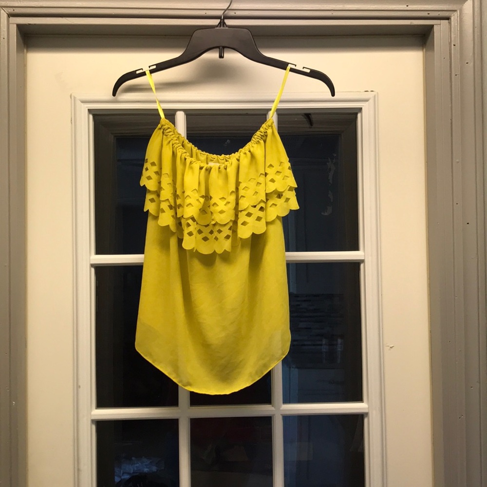Yellow flowy tube top